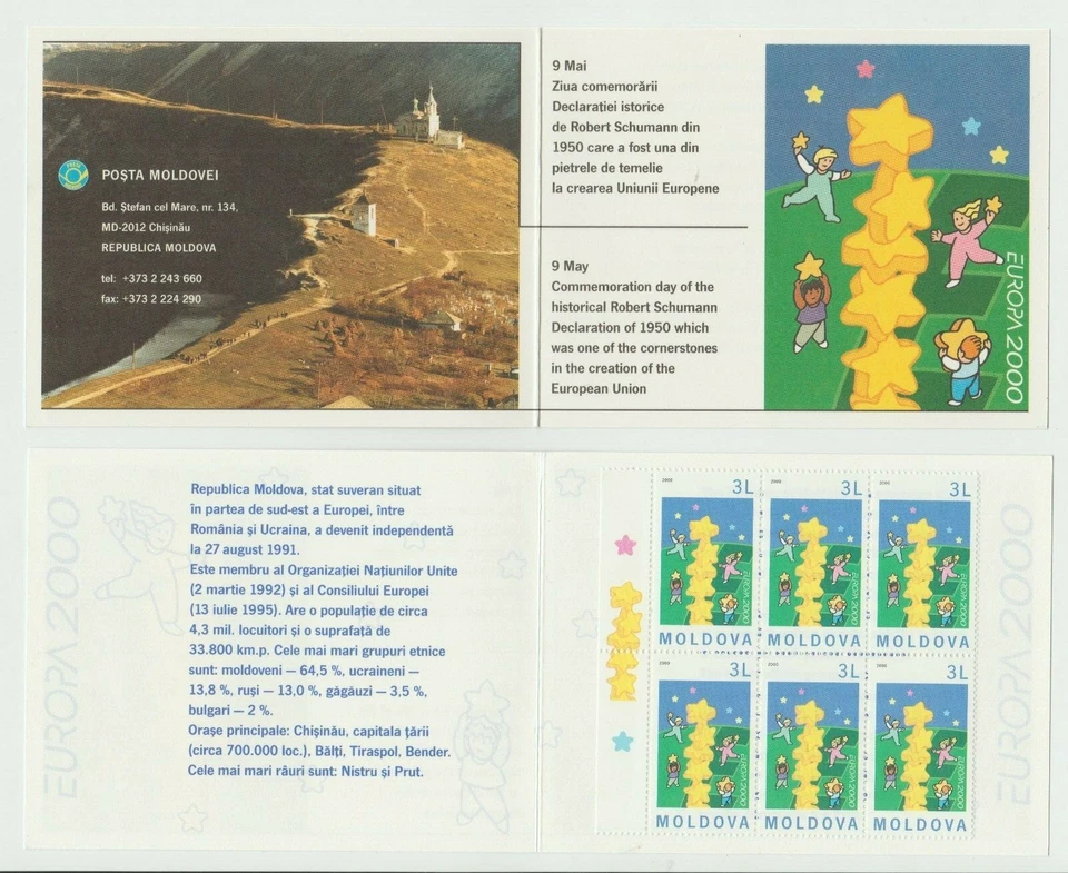 S42285 Stock de distribuidor Moldavia Europa Cept MNH 2000 Folleto X 10 Foto 1 de 1