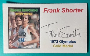 SIGNED FRANK SHORTER 3"X5" INDEX CARD - GOLD MEDAL 1972 OLYMPICS - MARATHON - Picture 1 of 1