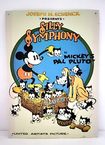 MICKEY MOUSE MICKEY'S PAL PLUTO MOVIE METAL SIGN Vintage 17 1/2" X 12 1/2" - Picture 1 of 7