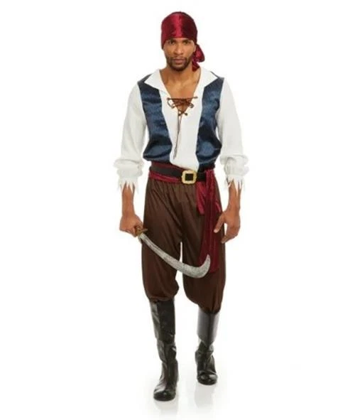 Pirate Rogue - Buccaneer - Brown/Blue - Costume - Men - 4 Sizes - Image 1 of 3