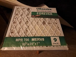 UBeesize Reusable Air Filter 20x20x1 9-Pack MERV 8 MPR 700 AC/HVAC 20x20x1 New - Picture 1 of 3