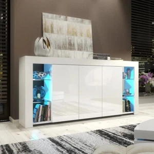 164cm High Gloss Doors I White Sideboard TV Cabinet I Free LED Lights | Modern - Picture 1 of 10