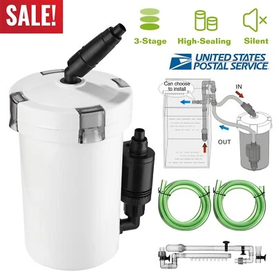 IMOUNTEK 3-Stage External Aquarium Filter 6W 28Gal Fish Tank Canister Filter w/ Pump Kit