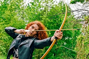 Wooden Traditional Straight Bow, 60 inch Wood and Bamboo Cosplay, Larp Bow SK - Picture 1 of 7