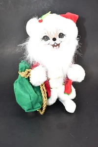 ANNALEE 10" RETIRED CHRISTMAS 2006 WHITE SANTA  MOUSE WITH GREEN BAG - Picture 1 of 8