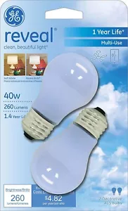 2- GE 48697 40 Watt Medium Base Reveal 40w Ceiling Fan FROST A15 Light Bulbs - Picture 1 of 2