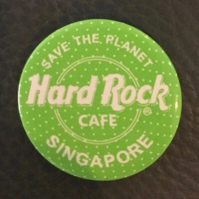 HARD ROCK CAFE SINGAPORE Save The Planet Large Button Badge - image 1 of 3