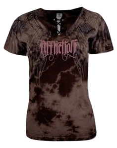 AFFLICTION Women's T-Shirt WINTER WARRIOR Tee Biker - Picture 1 of 11