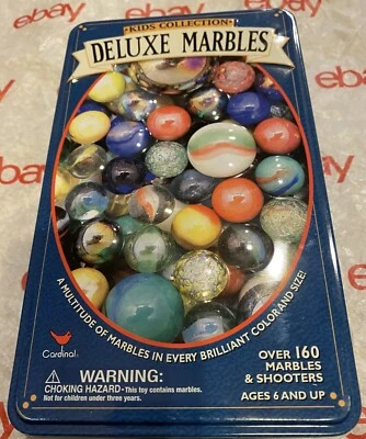 Nueva Colección Deluxe 160+ Canicas en Caja de Lata, Juguete Infantil Clásico Juego Familiar Regalo Foto 1 de 4