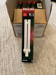 Box of 10 - Philips PL-S 9W/50 2 Pin G23 Base Twin Tube Fluorescent Lamp Bulb - Picture 1 of 7