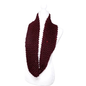 Handmade Knit Infinity Scarf Burgundy - Picture 1 of 4