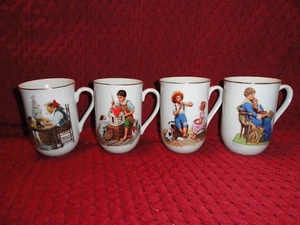 Vintage Norman Rockwell Museum Collection Coffee Cup Mug Set of 4 - Picture 1 of 8