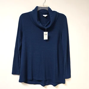 J Jill Size S Blouse Cowl Neck Thermal Stretch Long Sleeve Top Pullover NWT - Picture 1 of 7
