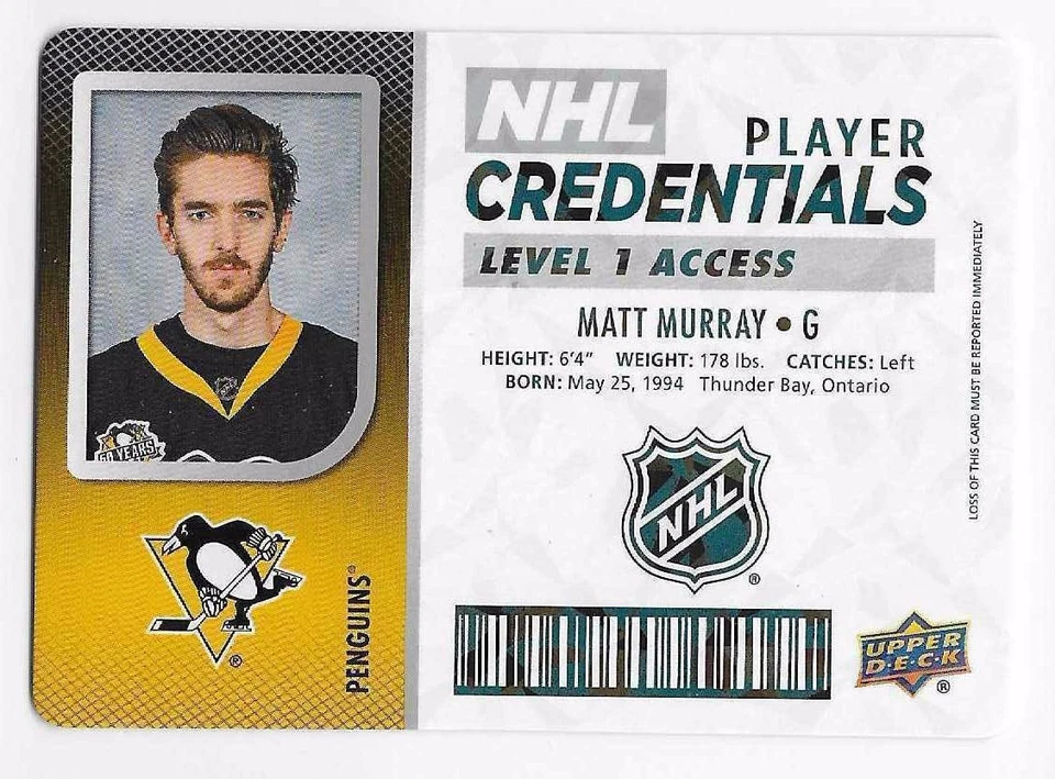 17/18 UD MVP NHL PLAYER CREDENTIALS LEVEL 1 ACCESS (#NHLAG-NHLWS) U-Pick List - Image 1 of 1