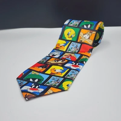 复古 Looney Tunes 领带邮票收藏 1997 年华纳兄弟 新奇领带全新带标签 — 第 1/4 张图片