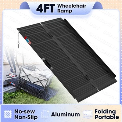 Rampa de movilidad portátil antideslizante para silla de ruedas plegable de aluminio de 4' Foto 1 de 4