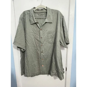Life Is Good Linen Blend Camp Shirt Large Green Gorpcore Summer Hiking - Picture 1 of 5
