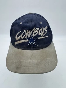 Vintage Dallas Cowboys Blue AJD Signature Script Snapback Cap Hat Graffiti RARE - Picture 1 of 11