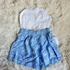 Mitternachtshimmelblau Blumen Bandeau Shorts 2 Stück Set 80006 Stil Größe M - Bild 1 von 6