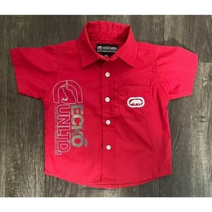 Ecko Unlimited Infant Boys Red Button Up Shirt Size 12 Months - Picture 1 of 7