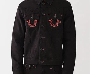 Neu authentisch Herren True Religion Jeansjacke schwarz rot Logo klein Herbst Winter - Bild 1 von 4