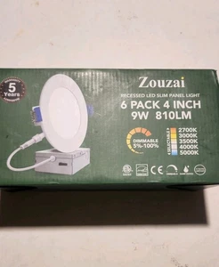 NEW Zouzai 6 Pack Recessed LED Slim Panel Light 4” Lights 9W - Picture 1 of 3