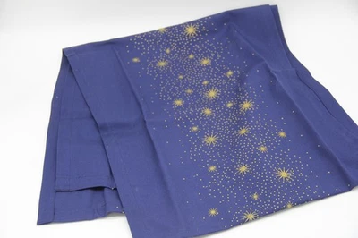 TCM Weihnachtstischläufer blau mit goldenen Sternen Baumwolle 40x180cm - Bild 1 von 4