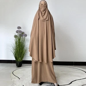 3 Stck. Muslimische Frauen Abaya Überkopf Khimar Schleier Sets Islamisch Vintage Kaftan Ramadan - Bild 1 von 21