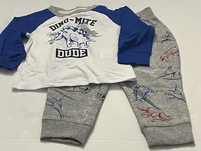 Новый с Ярлыками Children's Place мальчиков 2 изделия динозавр наряд серый флис и верхний размер 18-24 M - Изображение 1 из 3