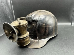 MSA Comfo Cap L 1 Coal Miners Low Vein Tiger Stripe Hard Hat w/ Lantern - Picture 1 of 16