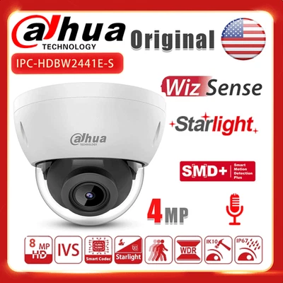 New Dahua 4MP Starlight MIC SMD+ IVS IR PoE IP Camera IPC-HDBW2441E-S CCTV Lot