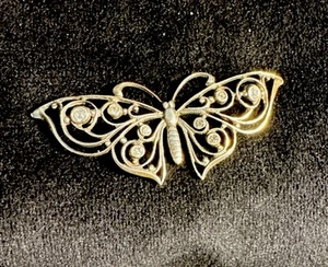 Vintage Sterling Silver 925 Marcassite Filigree Stencil Butterfly Brooch - Picture 1 of 9