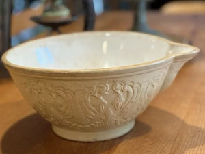 Antique 1800’s Jeffords Yellow Ware Molded Embossed Mixing Bowl with Pour Spout - Picture 1 of 15