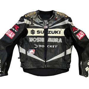Suzuki Rocket Black Men's Motorbike  Racing Motorcycle Cowhide Leather Jacket