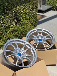 (set of 4) Mugen MF10 17x8.5 +40, 18x10.5 +45 5x114.3 Silver fits NSX NA1 NA2 - Picture 1 of 6
