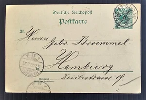 1900 German East Africa 3p Stamped Postcard cd Dar Es Salaam-Hamburg - Bild 1 von 2