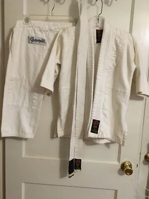 Jiu Jitsu Pro Force Gladiator 100% Cotton White Kimono Gi Size #00 child 10-12 - Image 1 of 4