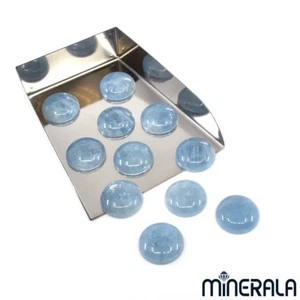 NATURAL BLUE AQUAMARINE ROUND SHAPE 20mm CABOCHON LOOSE GEMSTONE - Picture 1 of 3