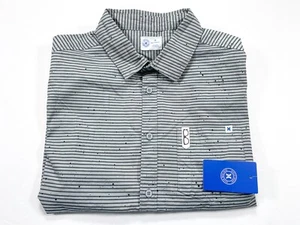 Hurley Men's M Medium Grey Stripe Paint Speckled Short Sleeve Button Front NEW - Picture 1 of 7