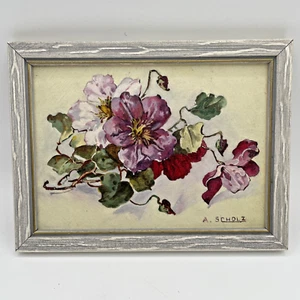 Small Floral Still Life - Morning Glory signed by A. Scholz - Shabby chic frame - Picture 1 of 10