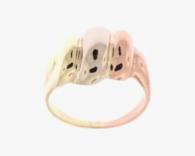 14K Tri Color White Yellow Rose Gold 12mm Wide Triple Dome Ring - Image 1 of 4