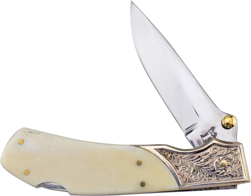 Frost Cutlery 14-311sb Jaguar Lockback White Folding Pocket Knife