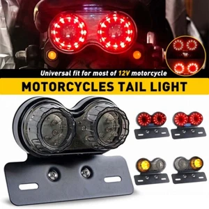 1/2Set 12V Motorcycle 40-SMD LED Turn Signals Brake Tail Light W/ License Plate - Picture 1 of 14