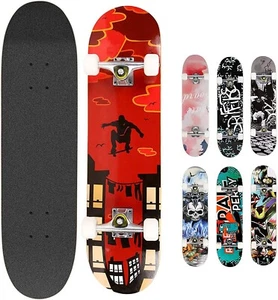Hikole Skateboard, komplett Holz, 79 x 20 cm, aus kanadischem Ahorn, 85A, ABEC 7 - Bild 1 von 4