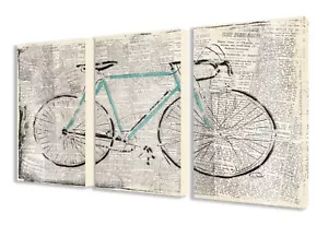 Stupell Home Décor 3 Piece Bicycle On Newsprint Triptych Canvas Art Set, 16 - Picture 1 of 5