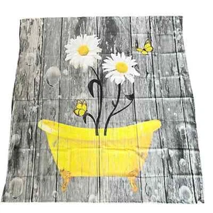 NEW (3 Piece Set) Rustic Daisy Shower Curtain with Bath Mat 12 Hooks 72x72 - Picture 1 of 5