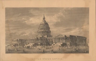 Capitolio de Estados Unidos 1869 - Johnson's Atlas 16,9" x 10,8" auténtica impresión antigua Foto 1 de 3