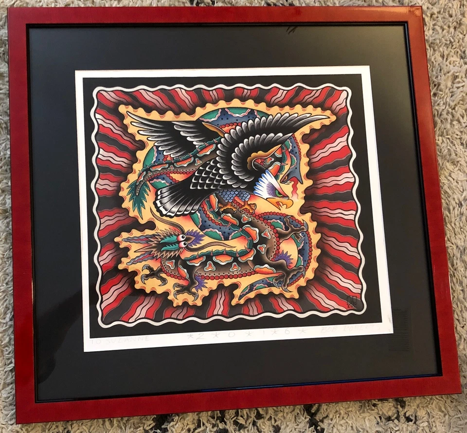 Estampa do tatuador Bob Roberts ASSINADA! Moldura 25 3/4” X 27 1/2” - Imagem 1 de 4