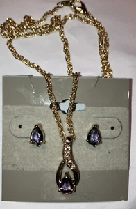 3 Piece Amethyst Earrings & Necklace - Picture 1 of 5