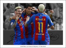 LIONEL MESSI SIGNED PRINT POSTER PHOTO SQUAD FC BARCELONA WALL ART SUAREZ NEYMAR